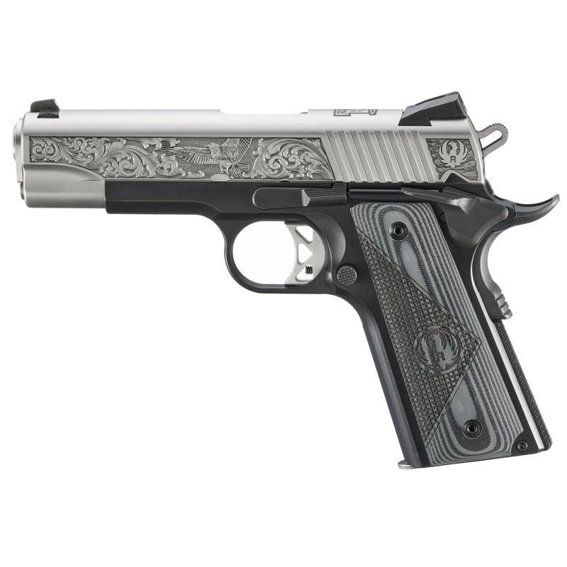 SR1911, Southport CT Edition, Semi-automatic, Metal Frame Pistol, 45 ACP, 4.25" Barrel, Aluminum Frame, Anodized Frame and Low-Glare Stainless Slide, Black Frame with Engraved Silver Slide, Black/Gray G10 Grips, Drift Adjustable Novak 3 Dot Sights, 7Roun