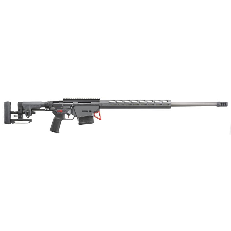 Precision, Bolt-Action Rifle, 6.5 Creedmoor, 26" Cold Hammer-Forged Custom Heavy Contour Barrel, Threaded 5/8-24, APA Muzzle Brake, Type 3 Hardcoat Anodized / Cerakote Finish, Gray, TriggerTech Trigger, Ruger Precision Rifle Short-Action M-LOK Handguard
