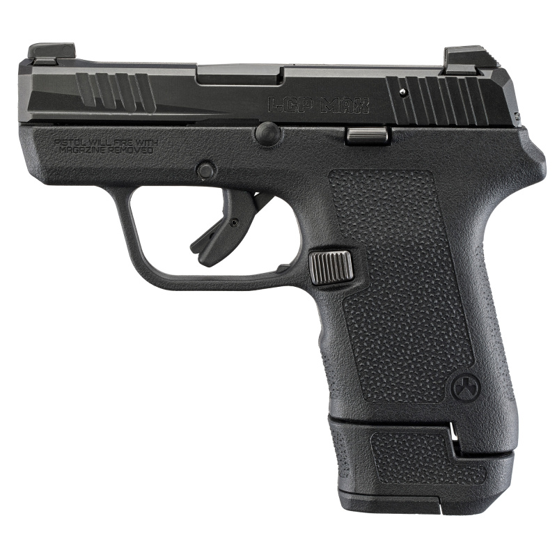 LCP MAX Pro, Semi-automatic, Double Action Only, Polymer Frame Pistol, 380 ACP, 2.8" Barrel, Nitride Finish, Black, Magpul Enhanced Handgun Grip, Drift Adjustable Rear, Tritium with White Outline Front Sight, (1)-13 Round Magazine and (1)-10 Round Magazi