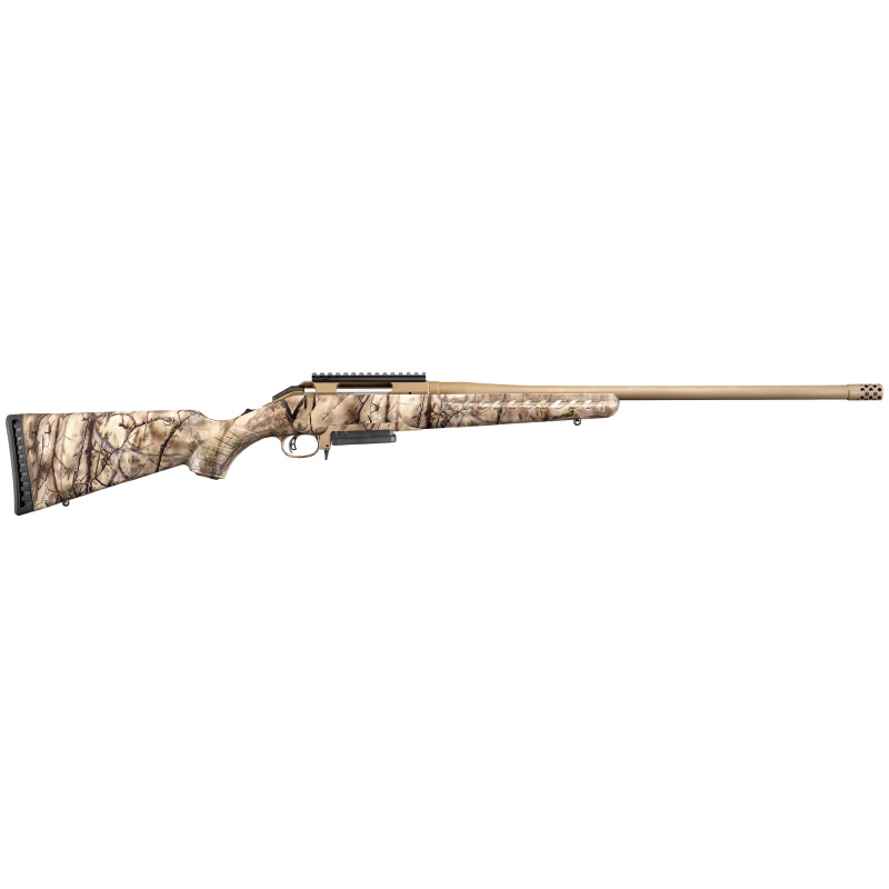 American Bolt-Action Rifle, 243 Winchester, 22" Barrel w/Muzzle Brake, Cerakote Bronze Finish, Go Wild Camo Synthetic Stock, Scope Base, 3Rd 26924