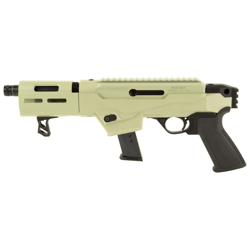 PC Charger, Take Down, Semi-automatic, 9MM, Aluminum Frame Pistol, 6.5" Threaded Barrel, 1/2X28 Thread Pitch, Cerakote Finish, Desert Verde, Ruger Polymer Pistol Grip, Picatinny Rail, 17 Rounds, 1 Magazine 29104