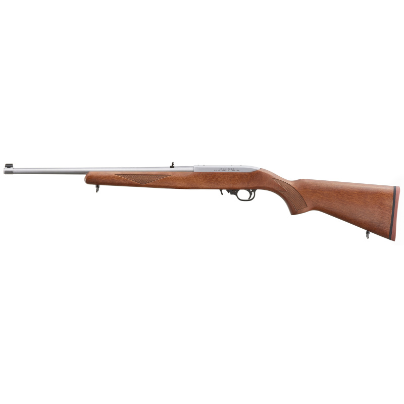 10/22 Sporter, Semi-Automatic Rifle, 22 LR, 18.5" Barrel, Clear Satin Finish, Alloy Steel, Walnut Stained Hardwood Stock, Adjustable Rear & Gold Bead Front Sight, 10 Rounds, 1 Magazine 31228