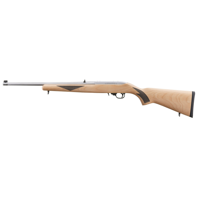 10/22 Sporter, Semi-Automatic Rifle, 22 LR, 18.5" Barrel, Clear Satin Finish, Alloy Steel, Natural Finished Hardwood Stock with Black Checkering, Adjustable Rear & Gold Bead Front Sight, 10 Rounds, 1 Magazine 31229