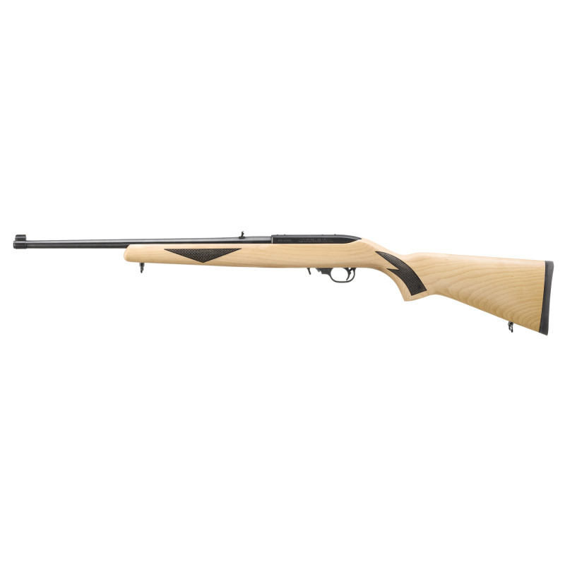 10/22 Sporter, 75th Anniversary, Semi-automatic Rifle, 22 LR, 18.5" Barrel, Satin Finish, Black, Natural Finish Hardwood Stock with Black Checkering, Adjustable Rear and Gold Bead Front Sight, 10 Rounds, 1 Magazine 31475
