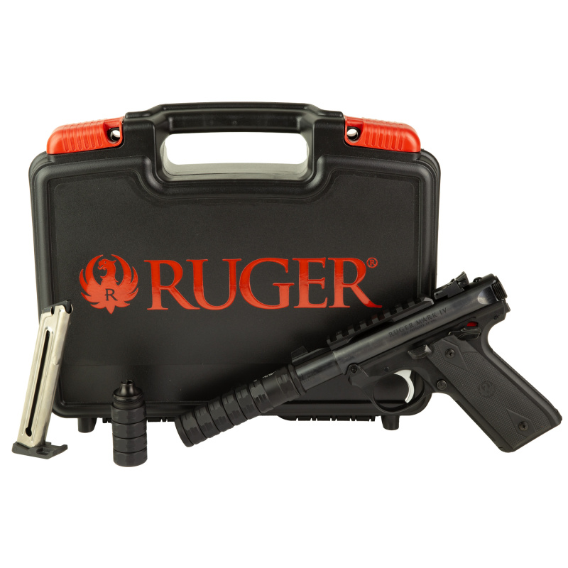 Mark IV 22/45 Pygmy Shark, Semi-automatic, 22LR, 3.1" Threaded Barrel, 1/2x28 Thread Pitch, Black, Checkered Grips, 10 Rounds, 2 Magazines, Includes JK 105 VERSAX 22 Suppressor 40190