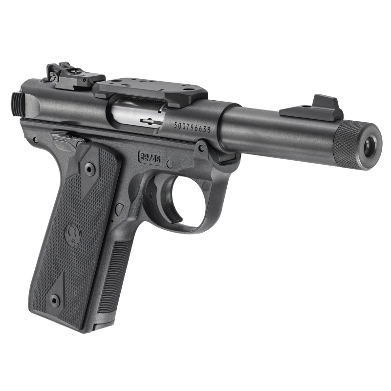 Mark IV 22/45, America's 250th Anniversary Edition, Semi-automatic, Single-Action Only, Polymer Frame Pistol, .22 LR, 4.4" Threaded Barrel, 1/2X28 Thread Pitch, Blued Finish, Black, Checkered Synthetic Grip, Fixed Front Sight, Adjustable Rear Sight, Ambi