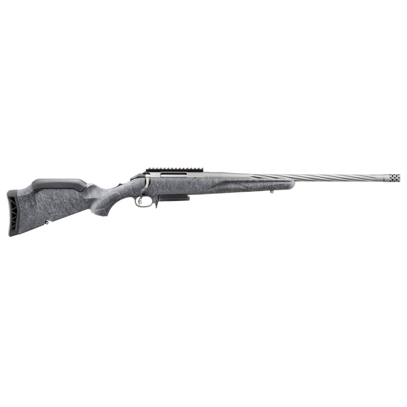 American Generataion II, Bolt Action Rifle, 7MM-08, 20" Spiral Fluted Barrel, 1:8.5 Twist, Threaded 5/8x24, Muzzle Brake, Cerakote Finish, Gunmetal, Gray Splatter Synthetic Stock, Manual Safety, Picatinny Rail, 3 Rounds, 1 Magazine 46903