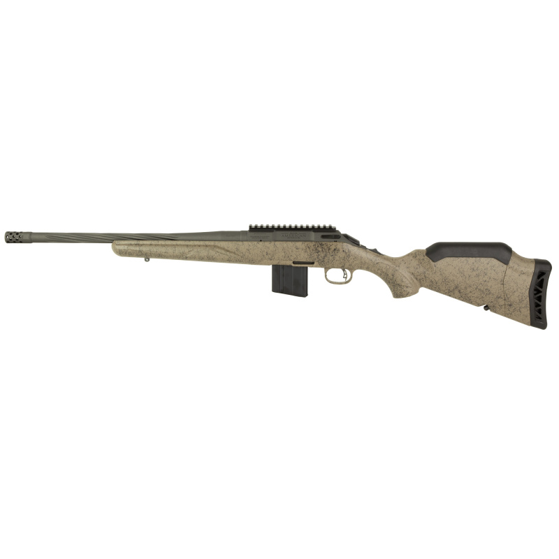 American Rifle Ranch, Generation II, Bolt Action Rifle, 6MM ARC, 16.1" Spiral Fluted Barrel, 1:7.7 Twist, Threaded 5/8"-24, Muzzle Brake, Cerakote Finish, Cobalt, Flat Dark Earth Splatter Synthetic Stock, Manual Safety, Picatinny Rail, 10 Rounds, 1 Magaz