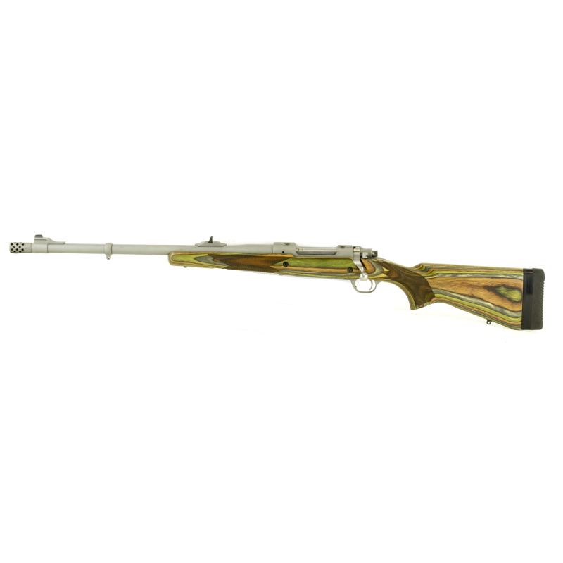 Guide Gun .375 Ruger 20 Inch Stainless Steel Barrel Hawkeye Matte Finish Removable Muzzle Brake Green Mounting Laminate Stock 3 Round Left Handed