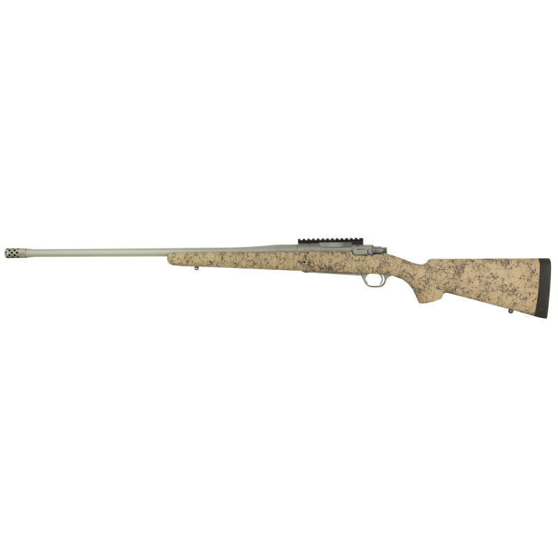 Hawkeye, FTW Hunter, Bolt Action Rifle, 6.5 Creedmoor, 24" Cold Hammer Forged Barrel, Threaded 5/8x24, Ruger Muzzle Brake System, Matte Stainless Finish, Silver, LC6 Trigger, 20 MOA Picatinny Rail, Pro Series HS Precision Tan/Black Synthetic Speckled Sto