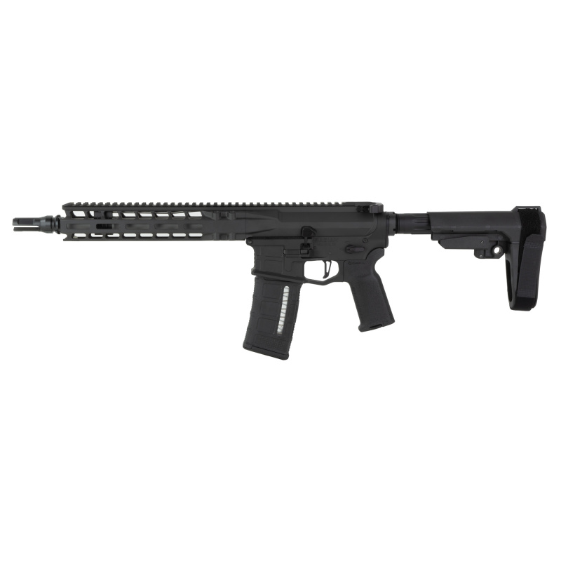 Model 1, Semi-automatic, AR Style Pistol, 223WYLDE, 10.5" Stainless Steel Barrel, 1/2X28 Thread Pitch, Dead Air KeyMo Muzzle Device, Cerakote Finish, Radian Black, SBA3 Pistol Stabilizing Brace, 30 Rounds, 1 Magazine R0033