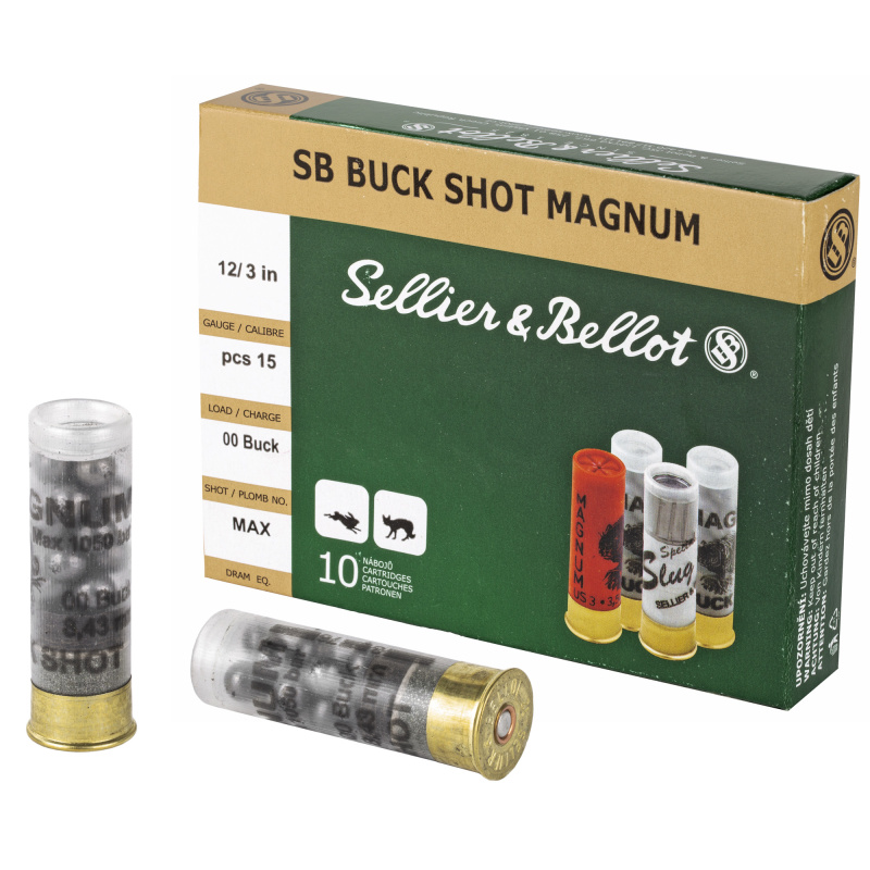 Shotshell, 12 Gauge, 3", 00 Buck, 15 Pellets SB12BSA