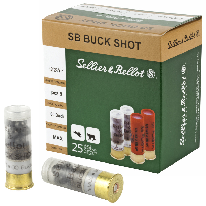 Shotshell, 12 Gauge, 2.75", 00 Buck, 9 Pellets SB12BSG
