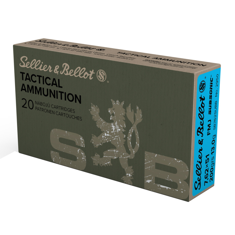 Rifle, 308 Winchester, 200 Grain, Full Metal Jacket, Subsonic, 20 Round Box SB308SUBB