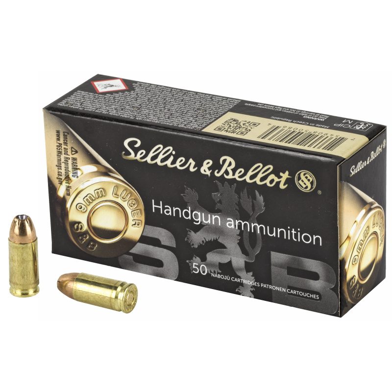 Pistol, 9MM, 124 Grain, Jacketed Hollow Point, 50 Round Box SB9D