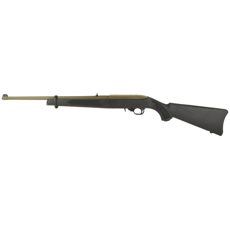 10/22 Carbine, Semi-Automatic Rifle, 22 LR, 18.5" Barrel, FDE Cerakote Receiver and Barrel, Alloy Steel, Black Synthetic Stock, Adjustable Rear and Gold Bead Front Sight, 10 Round 01151