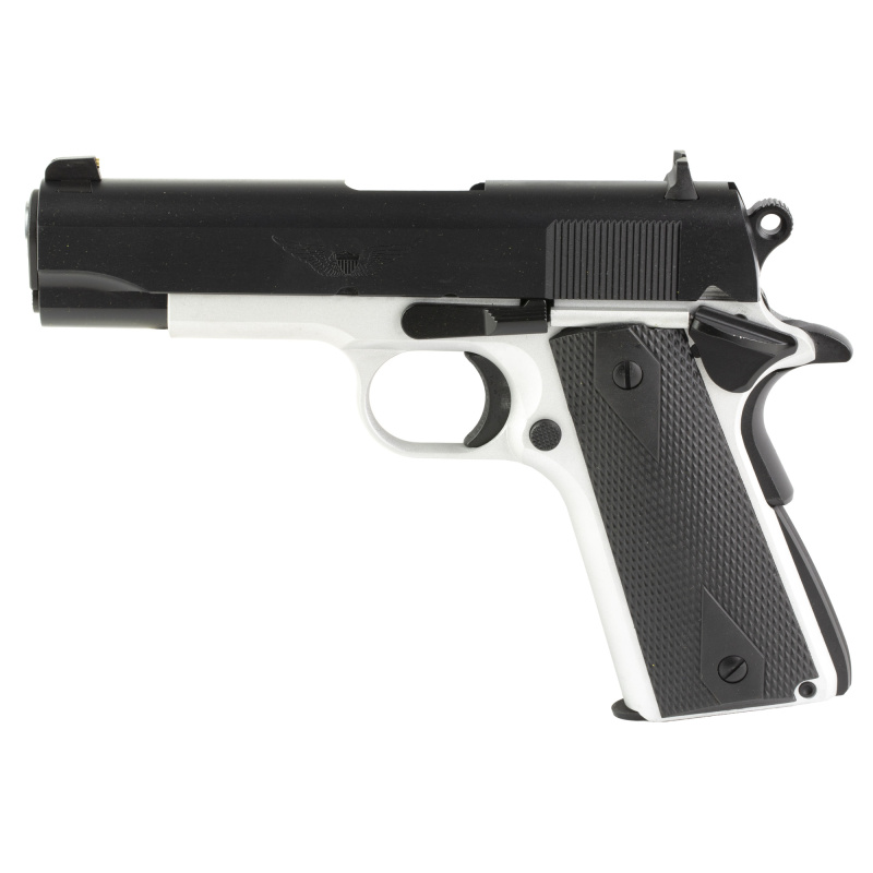 1911 Aviator, Single Action Only, Semi-automatic, Metal Frame Pistol, Commander, 45ACP, 4.25" Barrel, Aluminum Frame, Cerakote Finish, Black Slide, Rubber Overmolded Grips, Fixed Sights, 7 Rounds, 2 Magazines 10100128
