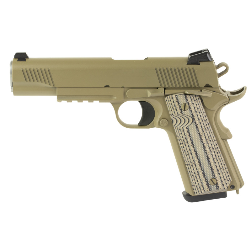 1911 Raider, Single Action Only, Semi-automatic, Metal Frame Pistol, Full Size, 9MM, 5" Barrel, Carbon Steel Frame, Cerakote Finish, Flat Dark Earth, Ed Brown Bobtail, G10 Grips, Novak Style 3-Dot Sights, Accessory Rail, 9 Rounds, 2 Magazines 10100549