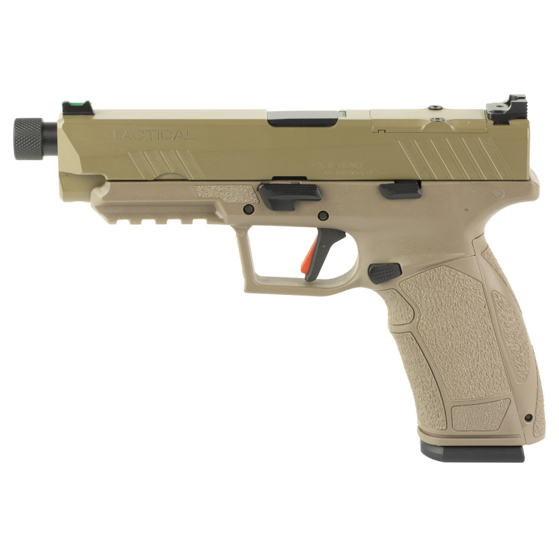 PX-9 Gen 3 Tactical, Striker Fired, Semi-automatic, Polymer Frame Pistol, Full Size, 9MM, 5.1" Barrel - Threaded, Cerakote Finish, Flat Dark Earth, Trigger Safety, Fiber Optic Front Sight, Optic Ready, 20 Rounds, 2 Magazines, (1) 20-Round & (1) 18-Round,