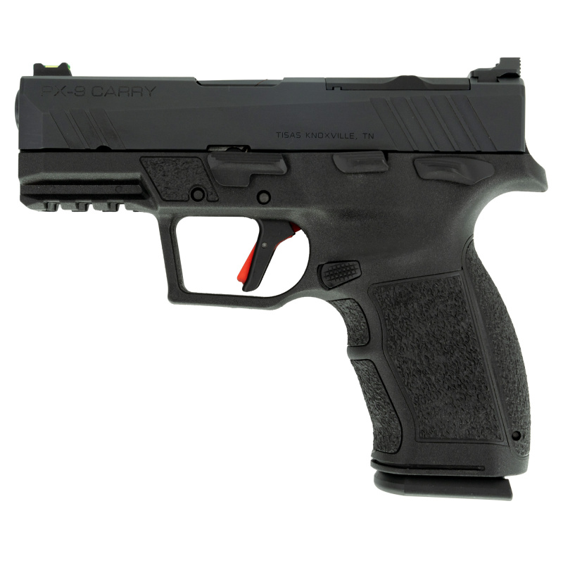 PX-9 Carry, Striker Fired, Semi-automatic, Compact, Polymer Frame Pistol, 9MM, 3.5" Barrel, QPQ Finish, Black, Manual Thumb Safety, Optic Ready, 15 Rounds, 2 Magazines 15000300