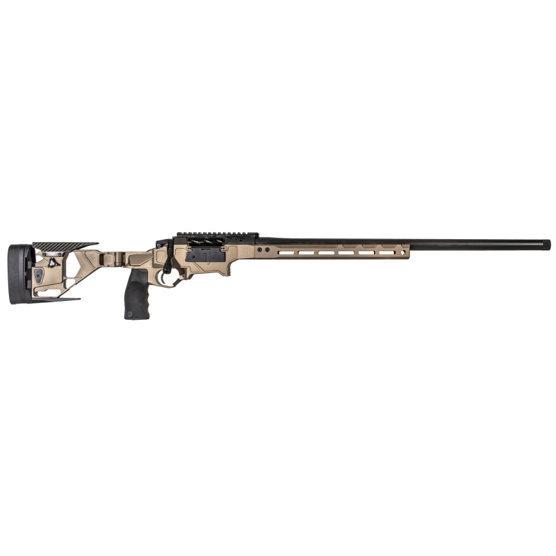 HIT, Bolt Action Rifle, 6.5 PRC, 24" Threaded Barrel, Adjustable Aluminum Chassis, Folding Stock, Flat Dark Earth, ERGO TDX-0 Verticle Grip, Manual Safety, 3 Rounds, 1 Magazine 0011710105-F-FDE