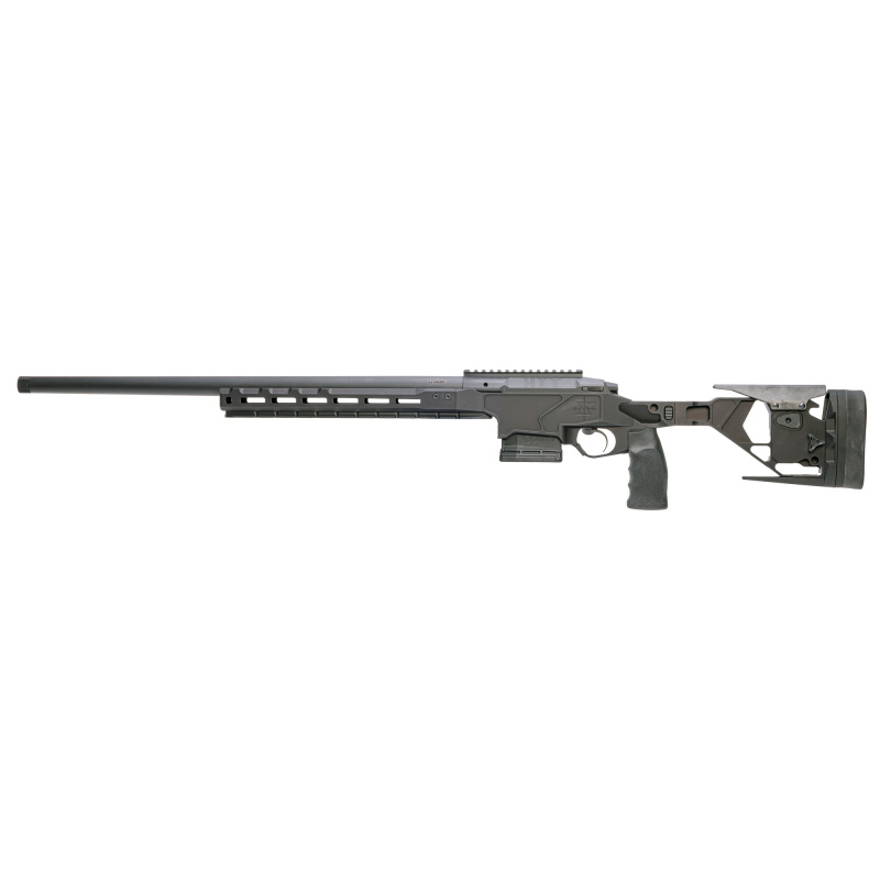 HIT Pro M3, Bolt Action Rifle, 6.5 Creedmoor, 24" Heavy Contour Barrel, Threaded 5/8x24, Adjustable Aluminum Chassis, Folding Stock, Black, AR Style Vertical Grip, 5 Rounds, 1 Magazine 0011710187-F