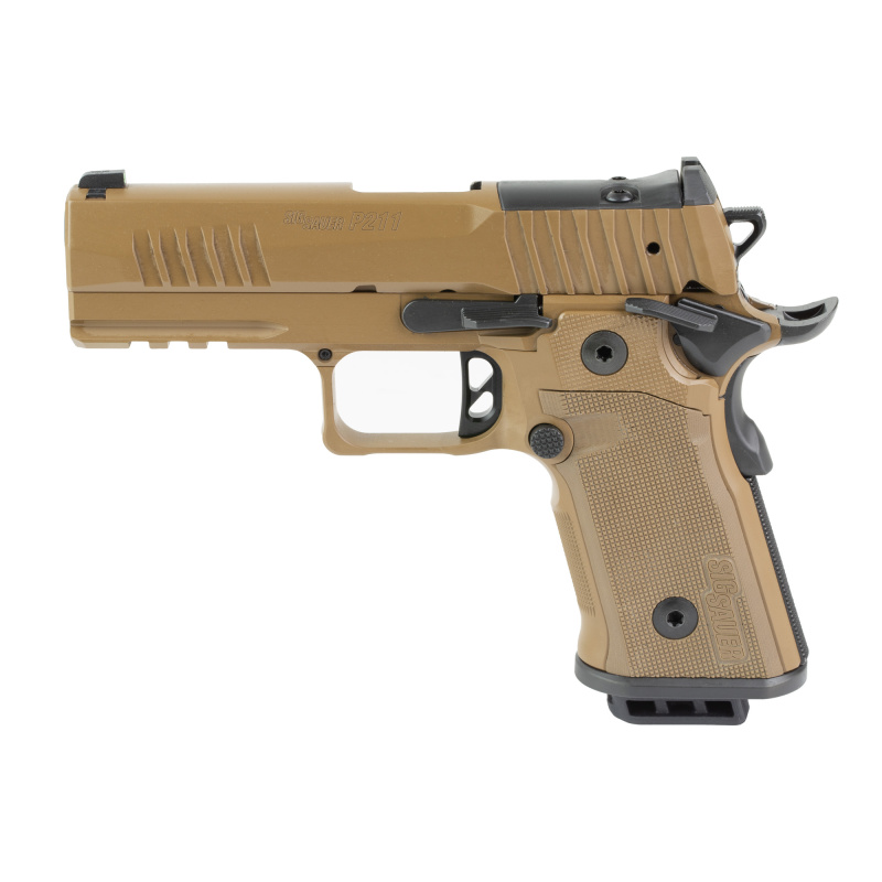 P211 GT4, Semi-automatic, Single Action Only, Metal Frame Pistol, Compact, 9MM, 4.2" Bull Barrel, Nitron Finish, Coyote, Coyote G10 Grips, Optic Ready with SIG-LOC PRO Footpring, XRAY3 Day/Night Front Sight, Black Fixed Rear Sight, Ambidextrous Safety, (