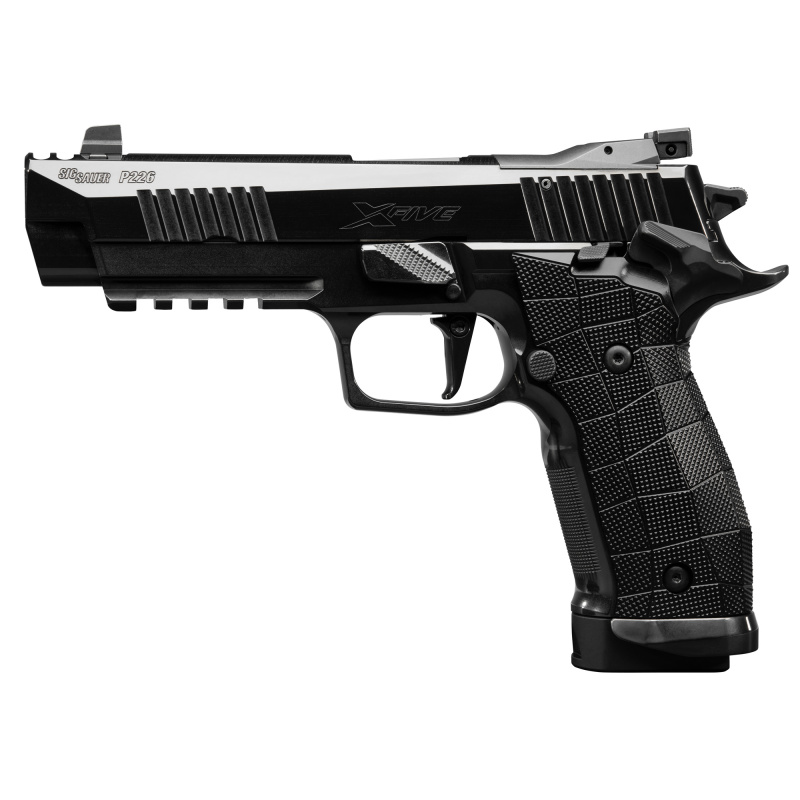 P226, XFIVE Reserve, Semi-automatic, Single Action Only, Metal Frame Pistol, Full Size, 9MM, 4.4" Barrel, High Polish Finish, Optics Ready, Aluminum Grips, X-RAY3 3-Dot Tritium Sights, Compensator, 20 Rounds, 3 Magazines 226X5-9-CW-RES