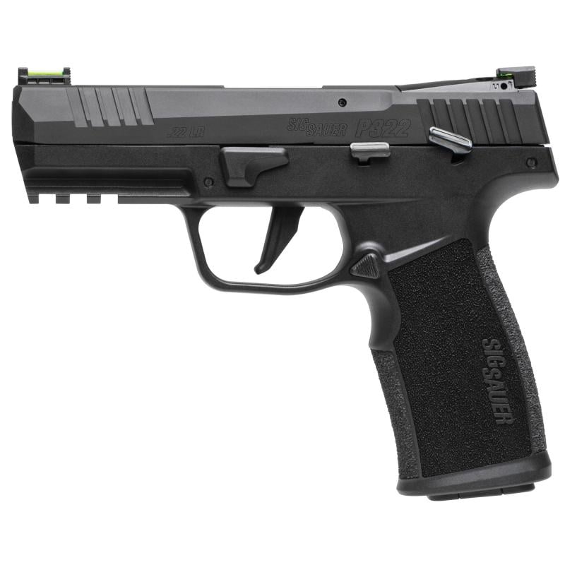 P322, Semi-automatic, Single Action Only, Polymer Frame Pistol, Full Size, 22 LR, 4 Barrel", Anodized Finish, Black, Adjustable Fiber Optic Sights, Optic Ready, Threaded Barrel Adapter, 10 Rounds, 2 Magazines 322C-BAS-10
