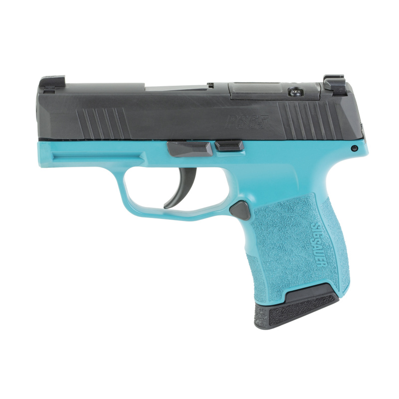 P365 Nitron Bahama Breeze, Semi-automatic, Striker Fired, Polymer Frame Pistol, Sub-compact, 3.1" Barrel, Nitron Finish, Teal and Black, Optics Ready, X-RAY3 Day/Night Sights, Polymer Grips, 10 Rounds, 2 Magazines 365-9-BXR3-BB
