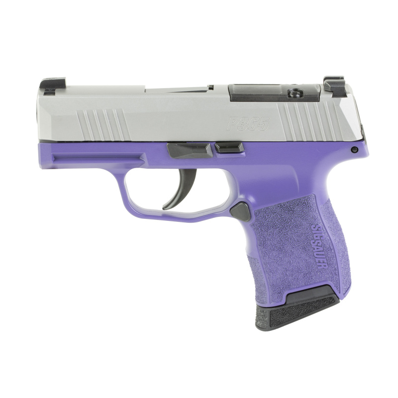 P365 Nitron Purple Rain, Semi-automatic, Striker Fired, Polymer Frame Pistol, Sub-compact, 3.1" Barrel, Nitron Finish, Purple, Stainless Steel Slide, Optics Ready, X-RAY3 Day/Night Sights, Polymer Grips, 10 Rounds, 2 Magazines 365-9-TXR3-PR