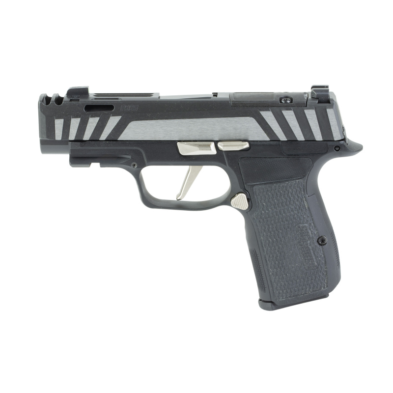 P365-AXG EQUINOX, Semi-automatic, Striker Fired, Metal Frame Pistol, Micro Compact, 9MM, 3.1" Barrel, Two Port Integrated Expansion Chamber, Nitron Finish, Black, AXG Grip Module, G10 Grips, X-RAY3 Day/Night Sights, 3 Magazines, 12 Rounds 365AXG-9-COMP-E