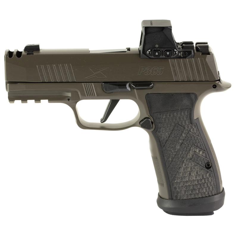 P365 AXG Legion, Striker Fired, Semi-automatic, Metal Frame Pistol, Sub-Compact, 9MM, 3.1" Barrel, Cerakote Finish, Legion Gray, Romeo-X Compact Red Dot Sight, G10 Grips, XRAY3 Day/Night Sights, Optic Ready, Compensator, 17 Rounds, 3 Magazines 365AXGCA-9