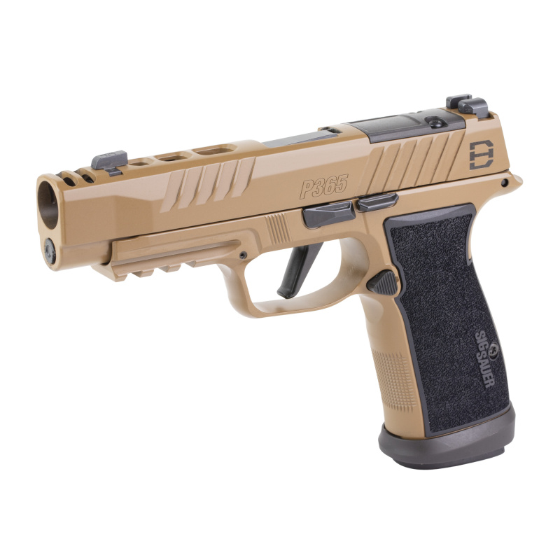P365 AXG DH3 9mm 3.7" Barrel w/ Integrated Expansion Chamber, Coyote Finish, AXG Modular Grip, X-RAY3 Day/Night Sights, Optics Ready with SIG-LOC Footprint, (2)-21 Round and (1)-17 Round Mags, Semi-automatic, Striker Fired, Polymer Frame Pistol, Compact