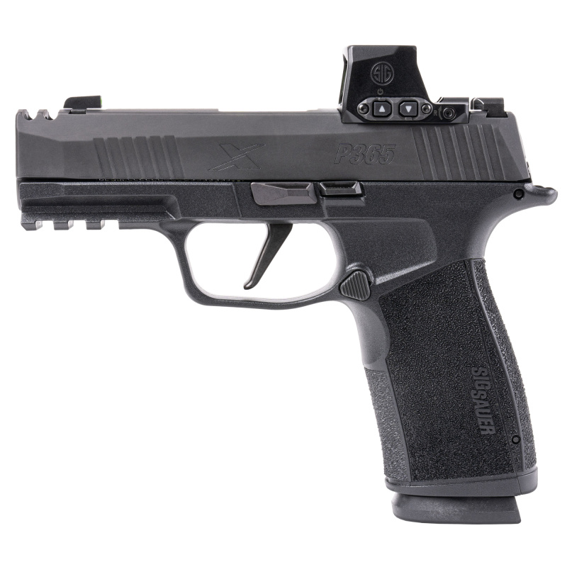 P365 XMacro, Striker Fired, Semi-automatic, Polymer Frame Pistol, Sub-Compact, 9MM, 3.1" Barrel, Nitron Finish, Black, XRAY3 Day/Night Sights, Romeo-X SIG-LOC Compact Optic, Compensator, 10 Rounds, 2 Magazines 365XCA-9-COMP-RXSL-10