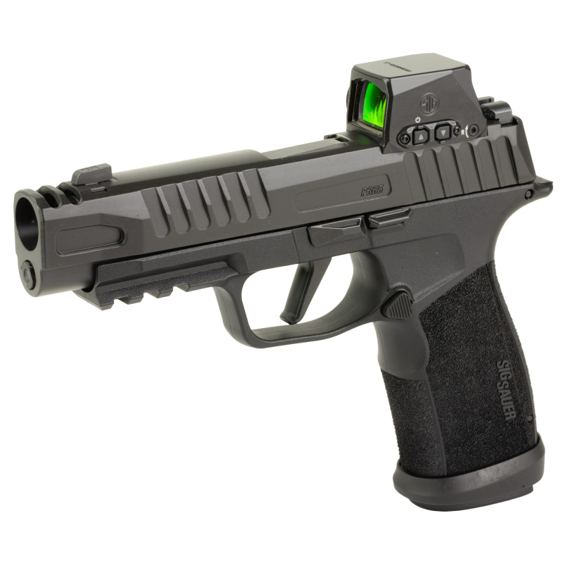 P365XF 9MM, 3.7" Barrel, Integrally Compensated, Nitron Finish, Black, ROMEO X Compact Sight, XRay3 Day/Night Sights, Optics Ready Slide, SIG-LOC Compact Footprint, XMACRO Polymer Grips,  (2)-21 Round and (1)-17 Round Mags, Compact
