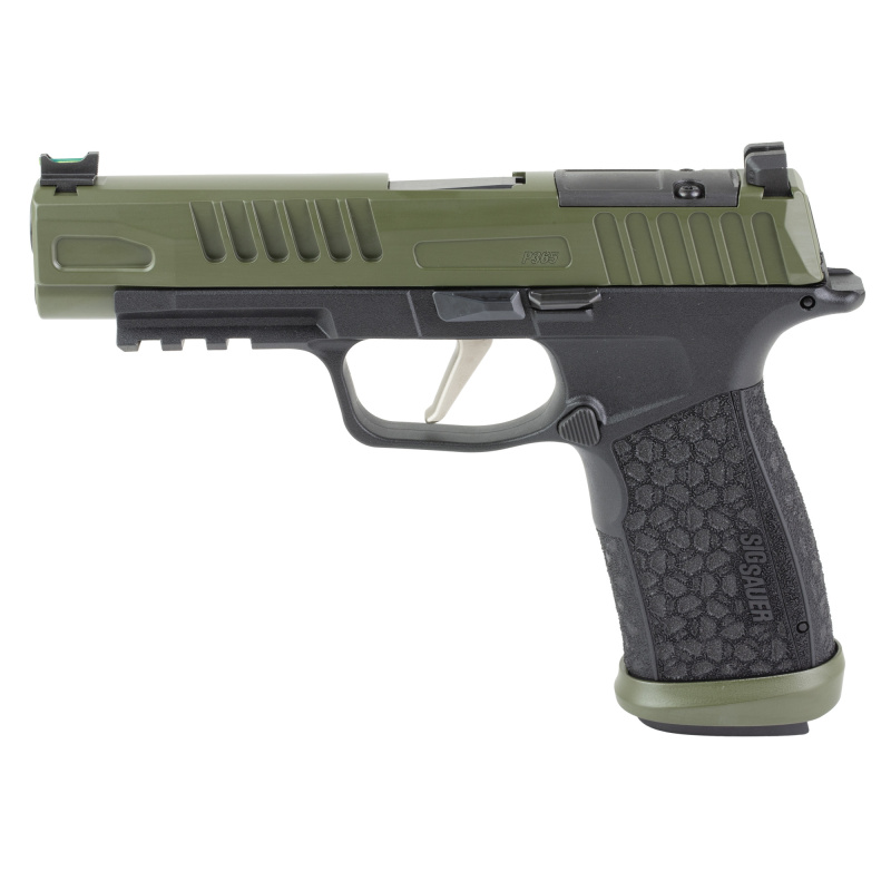 P365 Fuse, Semi-automatic, Polymer Frame Pistol, Compact, 9MM, 4.3" Barrel, Cerakote Finish, Crocodile Green, Sig Sauer LXG Grip, Fiber Optic Front and Low Profile Combat Rear Sights, 3 Magazines, (2)-21 Round Magazines and (1)-17 Round Magazine 365XF9BF