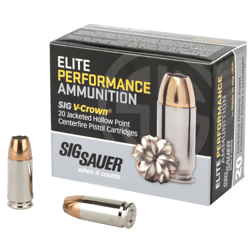 Elite Performance V-Crown 9mm 115 Grain Jacketed Hollow Point Box of 20 Rounds