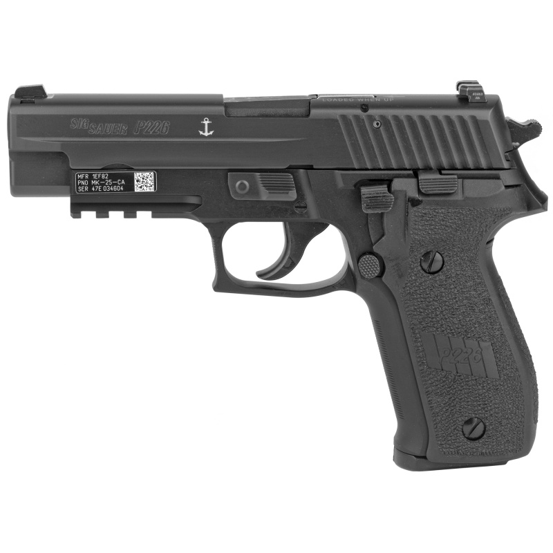 P226 MK-25 9mm 4.4 Inch Barrel Siglite Night Sights Black Nitron Slide Finish Black Grips 10 Round - CA Compliant