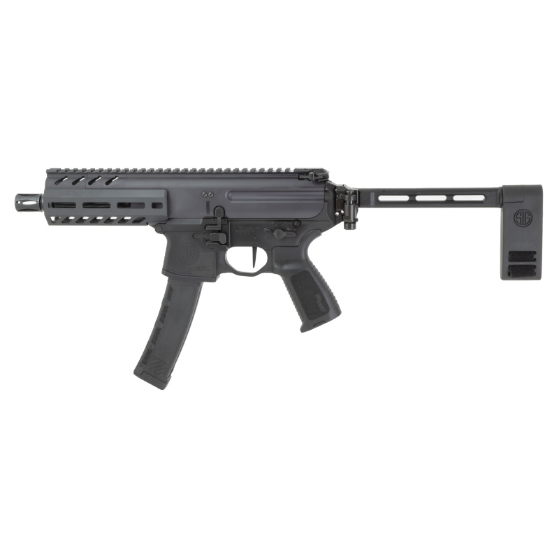 MPX, Semi-automatic Pistol, 9MM, 6" Threaded Barrel, 1/2x28 Thread Pitch, Anodized Finish, Black, Pistol Brace, 35 Rounds, 1 Magazine PMPX-6B-9-35