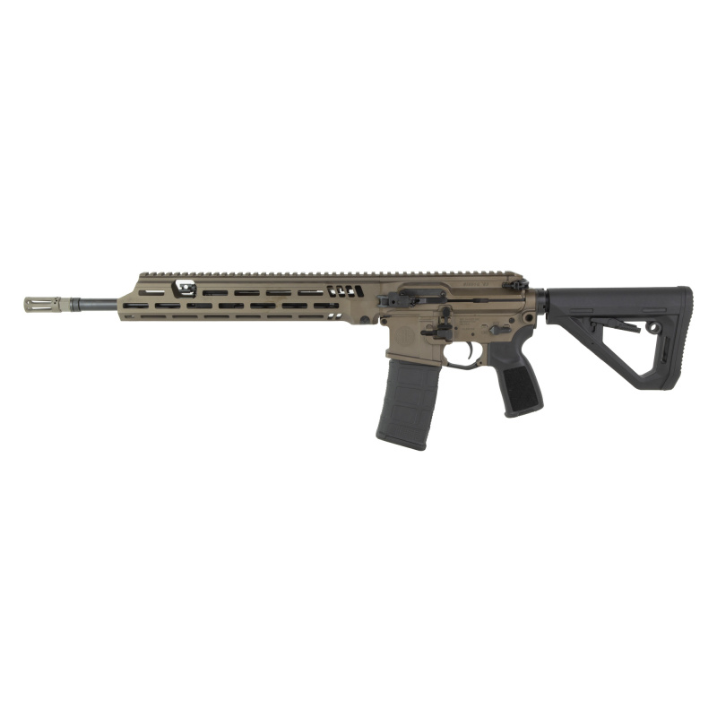 516 G3, Semi-automatic Rifle, AR, 5.56 NATO, 16" Threaded Barrel, 1/2X28 Thread Pitch, SIG Flash Hider-Compensator, Cerakote Finish, Bronze, Magpul DT Stock, 30 Rounds, Short-Stroke Piston Adjustable Gas System, 1 Magazine, Free-Float M-LOK Handguard, Ma