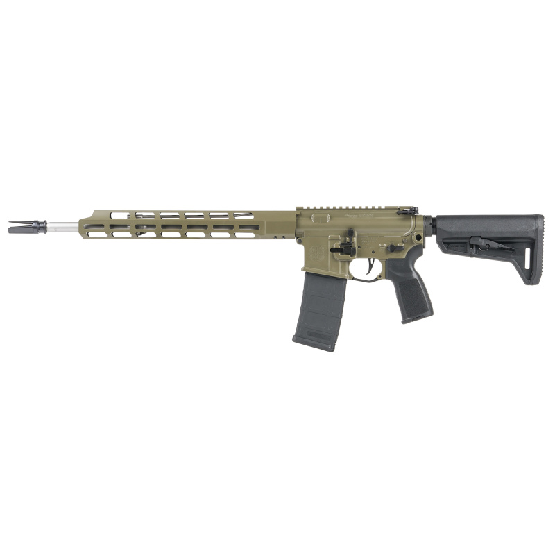 M400, Tread V2, Semi-automatic Rifle, AR, 223 Remington/556NATO, 16" Stainless Steel Barrel, Flash Hider, Mid-Length Gas System, Cerakote Finish, Moss Green, Sig Sauer Grip, Magpul SL-K Stock, Free Float M-LOK Enhanced Handguard, SIG Matchlite 2 Stage Tr