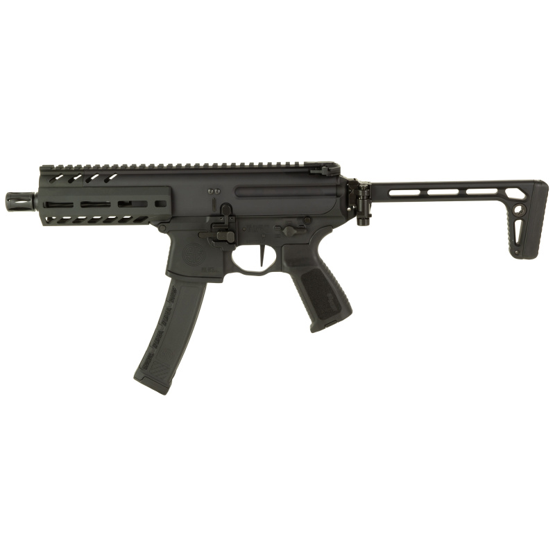 MPX, Semi-automatic, Short Barreled Rifle, 9MM, 6" Barrel, Matte Finish, Black, M-LOK Free Float Handguard, Side Folding Stock, 35 Rounds, 1 Magazine MPX-6B-9-35-SBR