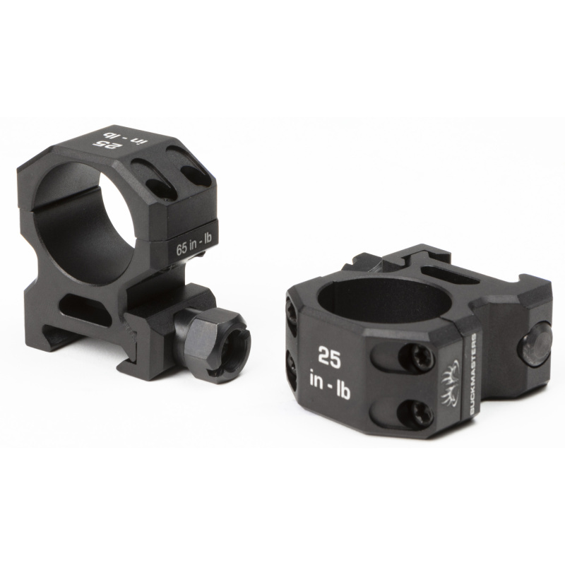 BUCKMASTER Hunting Rings, 1" Med, Black, Aluminum, Picatinny SOA10034