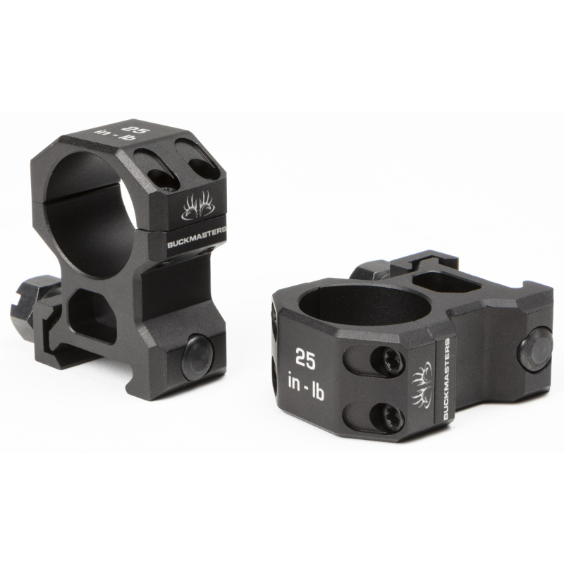 BUCKMASTER Hunting Rings, 1" High, Black, Aluminum, Picatinny SOA10035