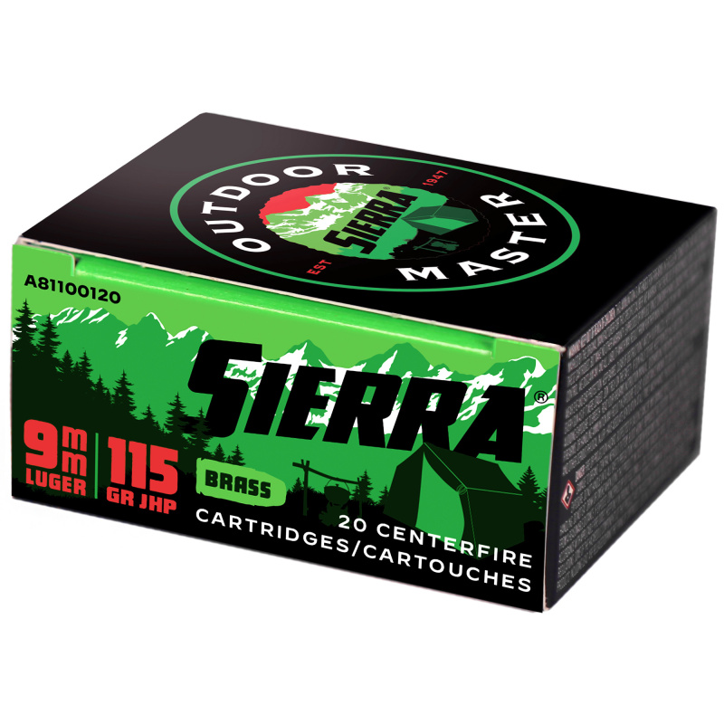 Outdoor Master, 9MM, 115Gr, Jacketed Hollow Point, 20 Round Box A81100120