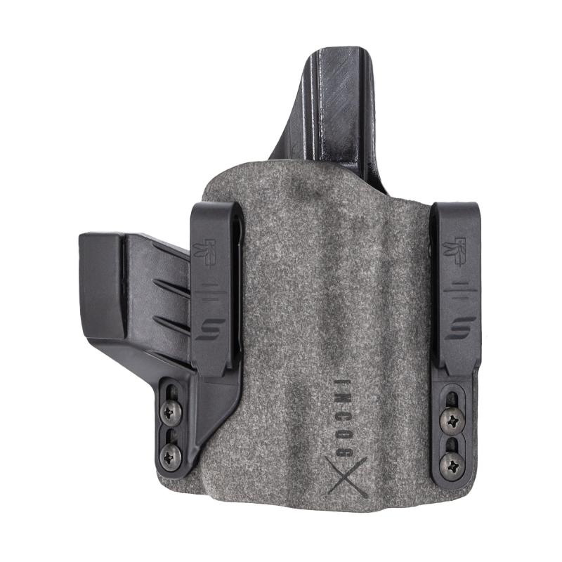 INCOG-X, Joint Collaboration with Haley Strategic, Inside the Waistband Holster, For Glock 43X/48 with Light, Microfiber Suede Wrapped Boltaron Construction, Black, Right Hand INCOG-0-895-A-7-CX1-61