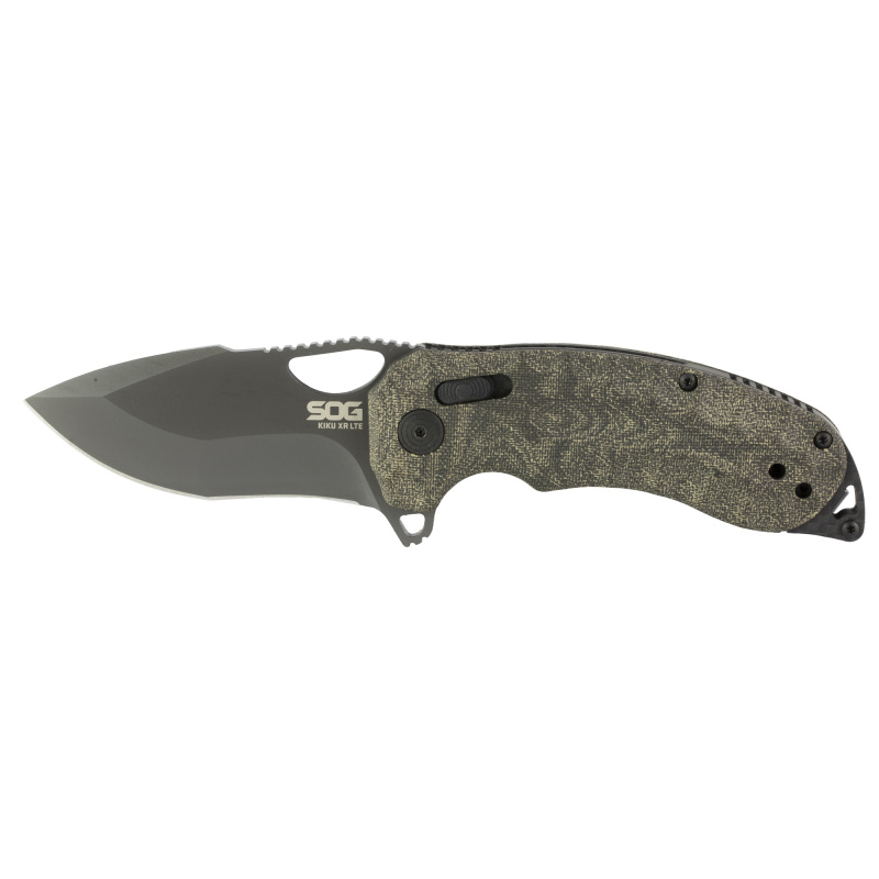 Kiku XR, Folding Knife, 3.2" Tanto Point Straight Edge, Linen Micarta Handle, Cryo CTS XHP Steel, Black SOG-12-27-04-57
