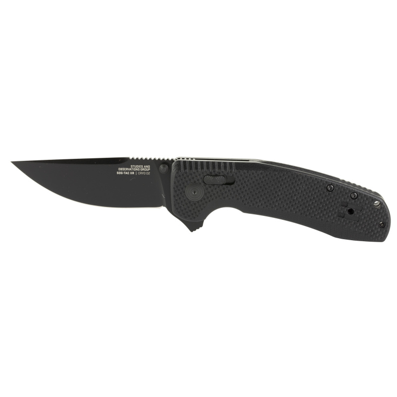 SOG TAC XR, 3.39" Folding Knife, Clip Point Straight Edge, G10 Handle, Cryo D2 Steel, Black Titanium Nitride Finish, Black SOG-12-38-01-41