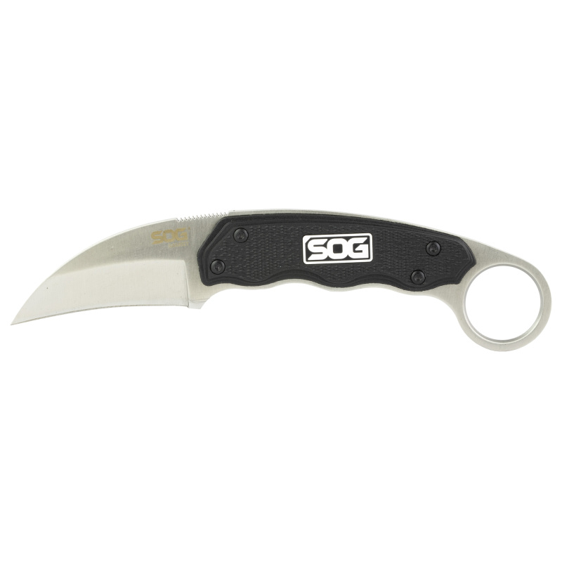 Gambit, Fixed Blade Knife, 2.58" Straight Edge Sheepsfoot, Black Glass-Reinforced Nylon Handle, 7Cr17MoV Stainless Steel, Satin Finish, Black, Hard Molded Nylon Sheath SOG-GB1001-CP